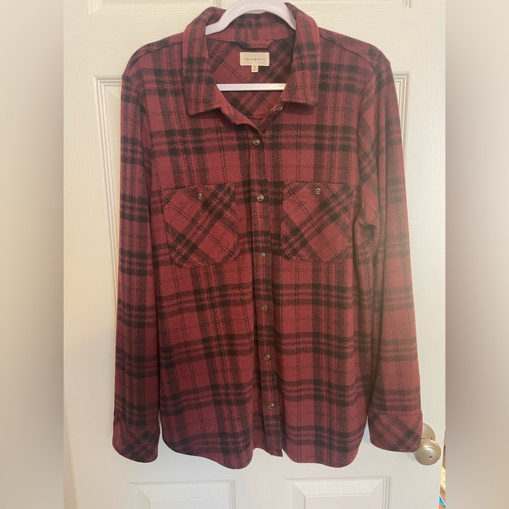 Thread & Supply Red and Black Checkered Shirt